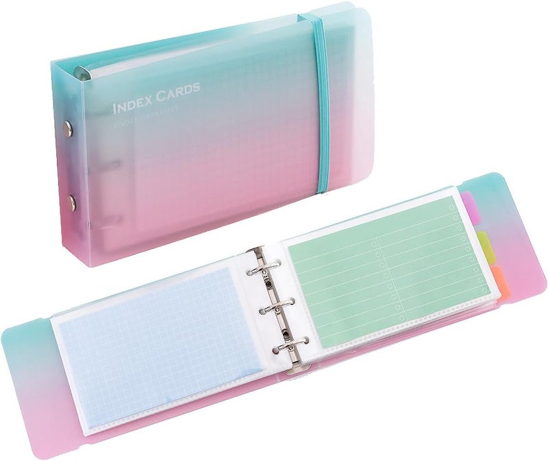MANWU 3×5” index card Binder organizer with Plastic pocket Sleeves, small organized folder for recipes Flashcards,portable notecards case holder (2pcs colorful) - Image 1